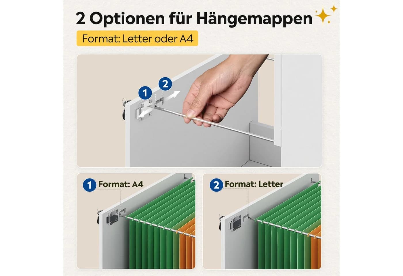 DEVAISE Rollcontainer Holzoptik 3 Schubladen abschließbar - Bild 5