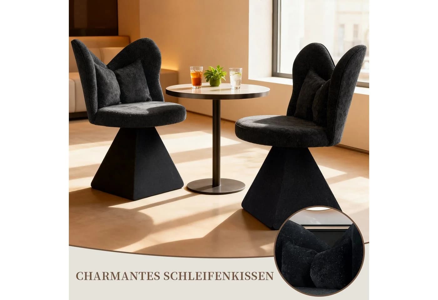 SeedWave Drehsessel Chenillestoff mit 360°-Drehfunktion und Kissen - Bild 5