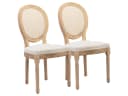 SeedWave Esszimmerstuhl 2er Set Beige Leinen Rattan Massivholz Bild 2