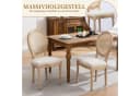 SeedWave Esszimmerstuhl 2er Set Beige Leinen Rattan Massivholz Bild 3