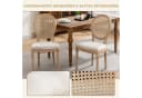 SeedWave Esszimmerstuhl 2er Set Beige Leinen Rattan Massivholz Bild 4