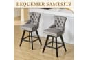 SeedWave Barhocker 2er Set Samt Drehstuhl Massivholzfüße Bild 1