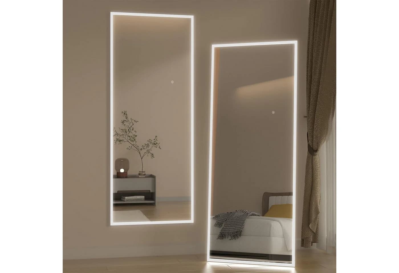 Elemango LED-Bodenspiegel Silber Aluminiumrahmen