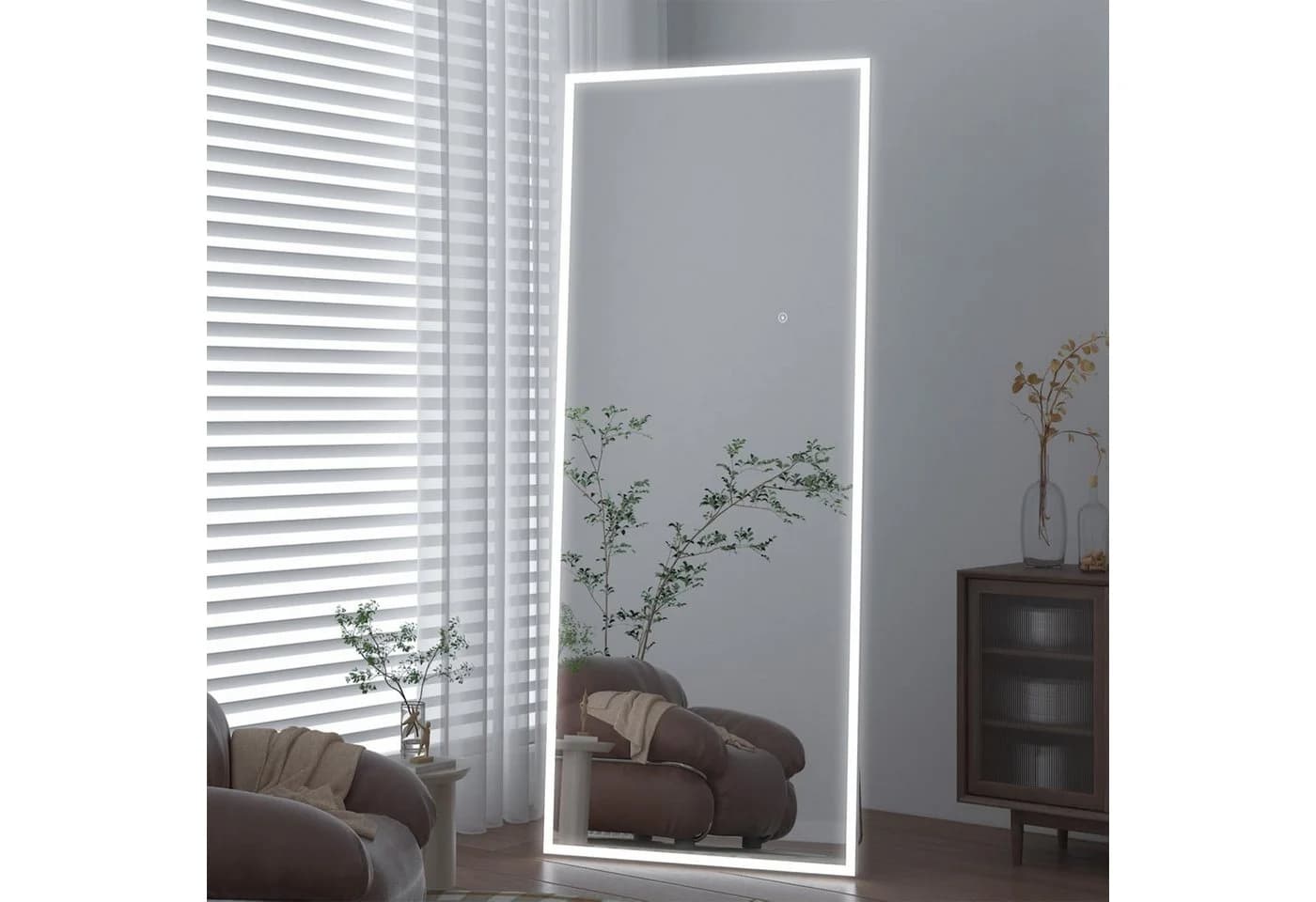 Elemango LED-Bodenspiegel Silber Aluminiumrahmen - Bild 2