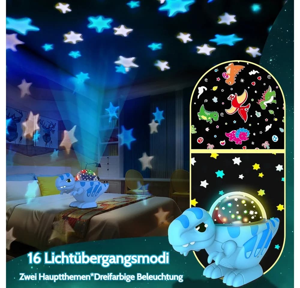 VIVIHEYDAY LED Nachtlicht Dinosaurier Projektorlampe Blau - Bild 3