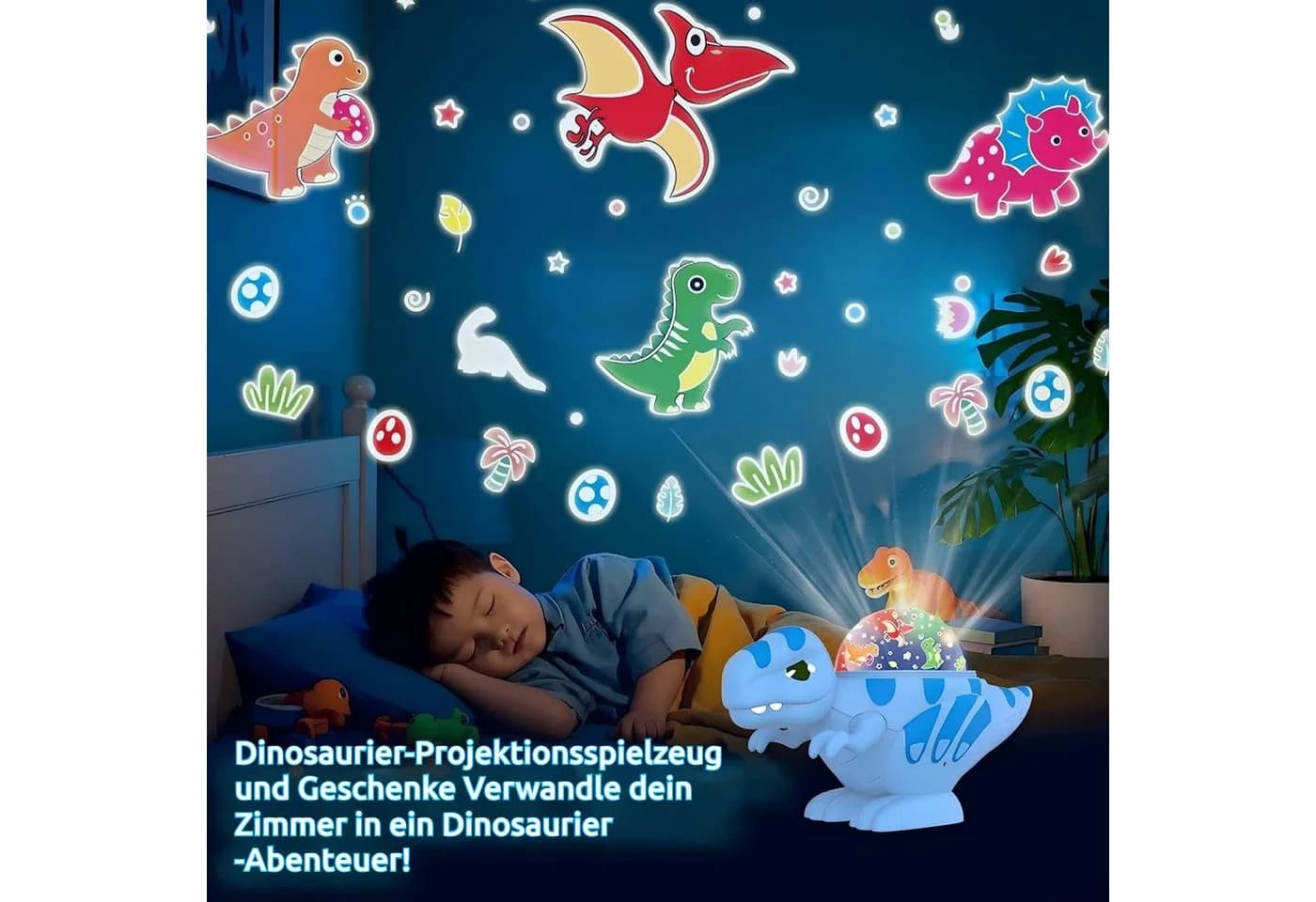 VIVIHEYDAY LED Nachtlicht Dinosaurier Projektorlampe Blau - Bild 4