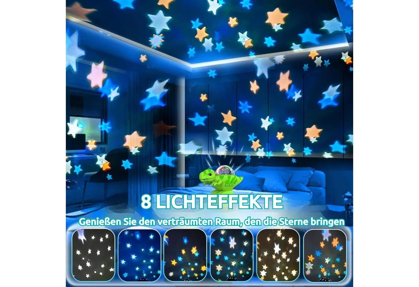 VIVIHEYDAY LED Nachtlicht Dinosaurier Projektorlampe Blau - Bild 5
