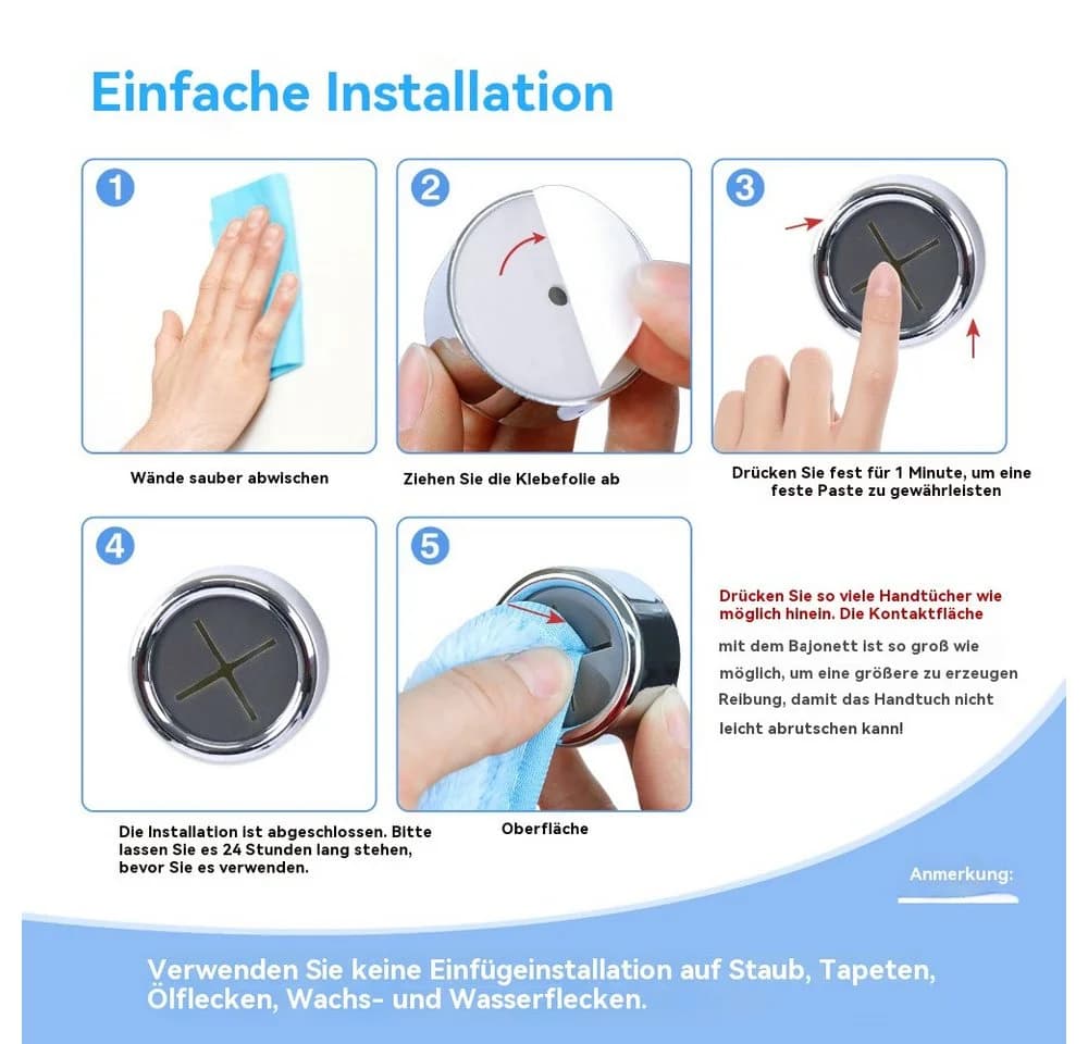 Blusmart Selbstklebende Handtuchhaken 6er Set Silber - Bild 5