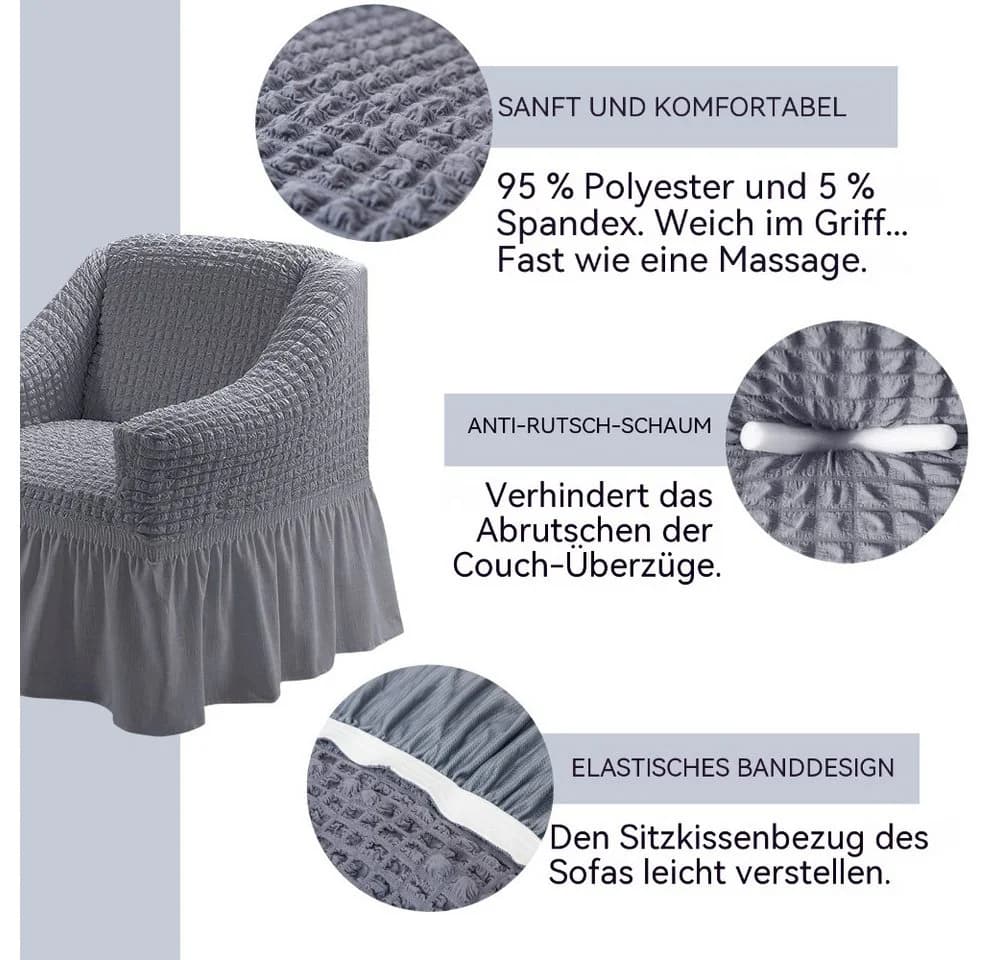 Blusmart Sofabezug Grau Elastisch Rutschfest Staubdicht - Bild 3