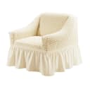 Blusart Sofabezug Elastisch Beige Volant Rutschfest Bild 2