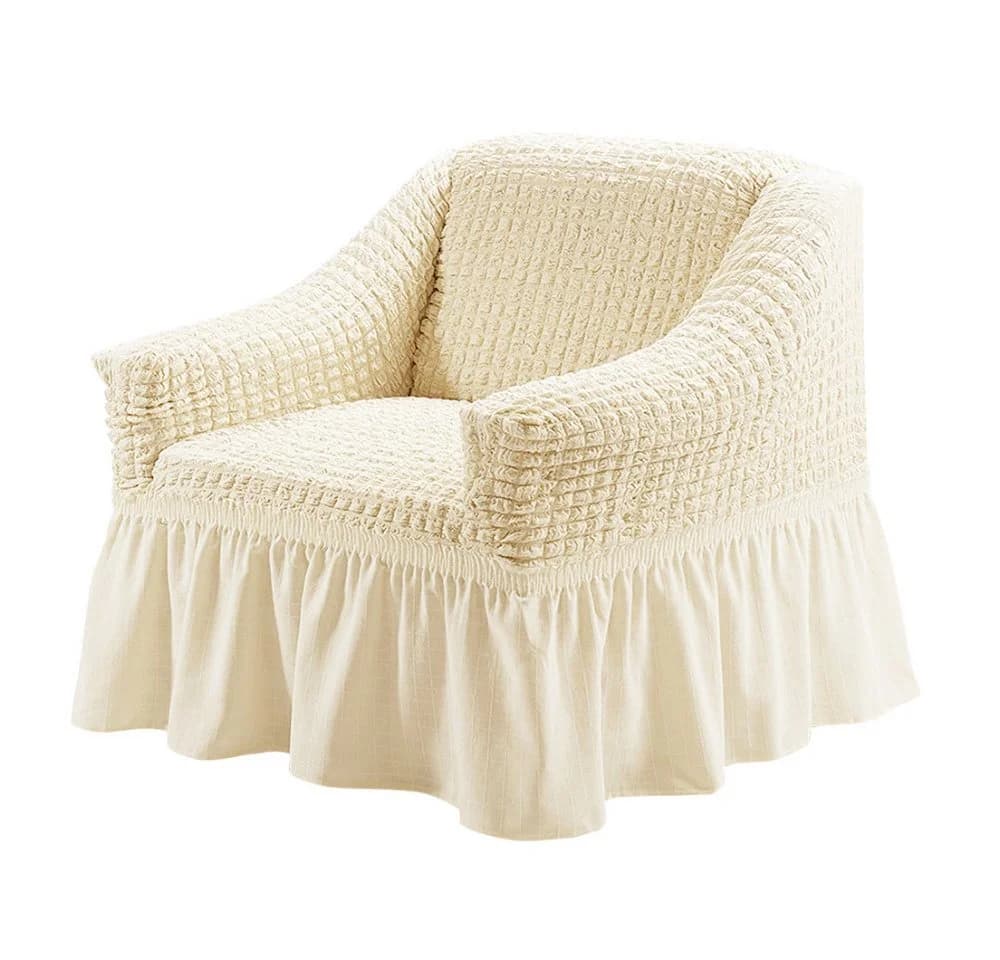 Blusart Sofabezug Elastisch Beige Volant Rutschfest - Bild 2