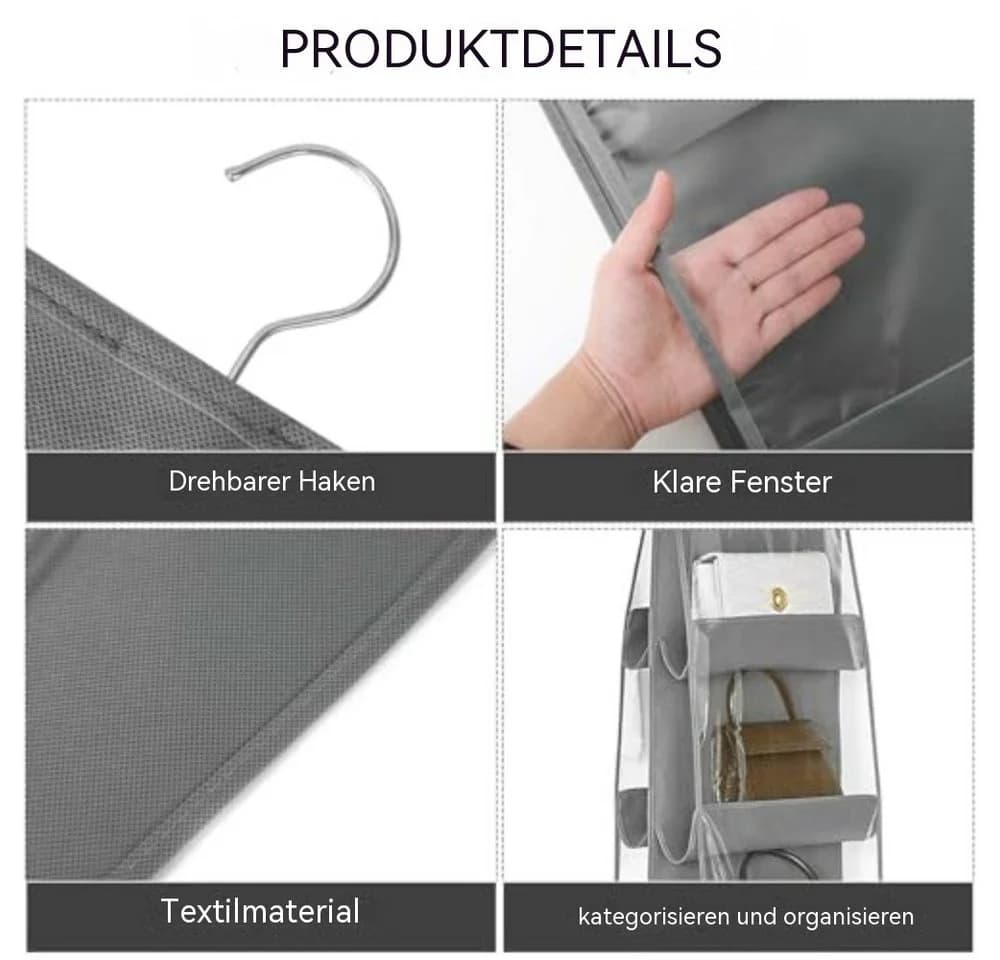 Blusmart Hängeregal Organizer Schwarz/Weiß/Grau mit 6 Fächern - Bild 3