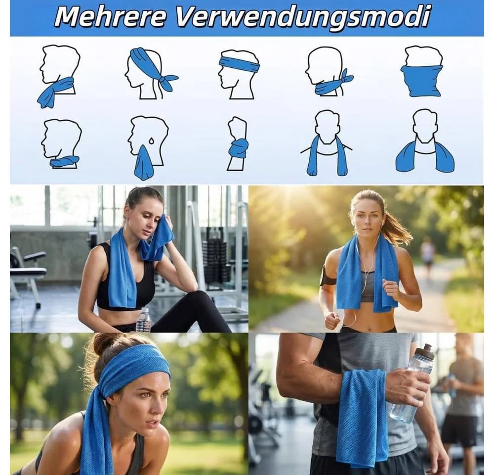 Blusmart Sporthandtuch 2er Set Mikrofaser Kühlend Blau - Bild 5