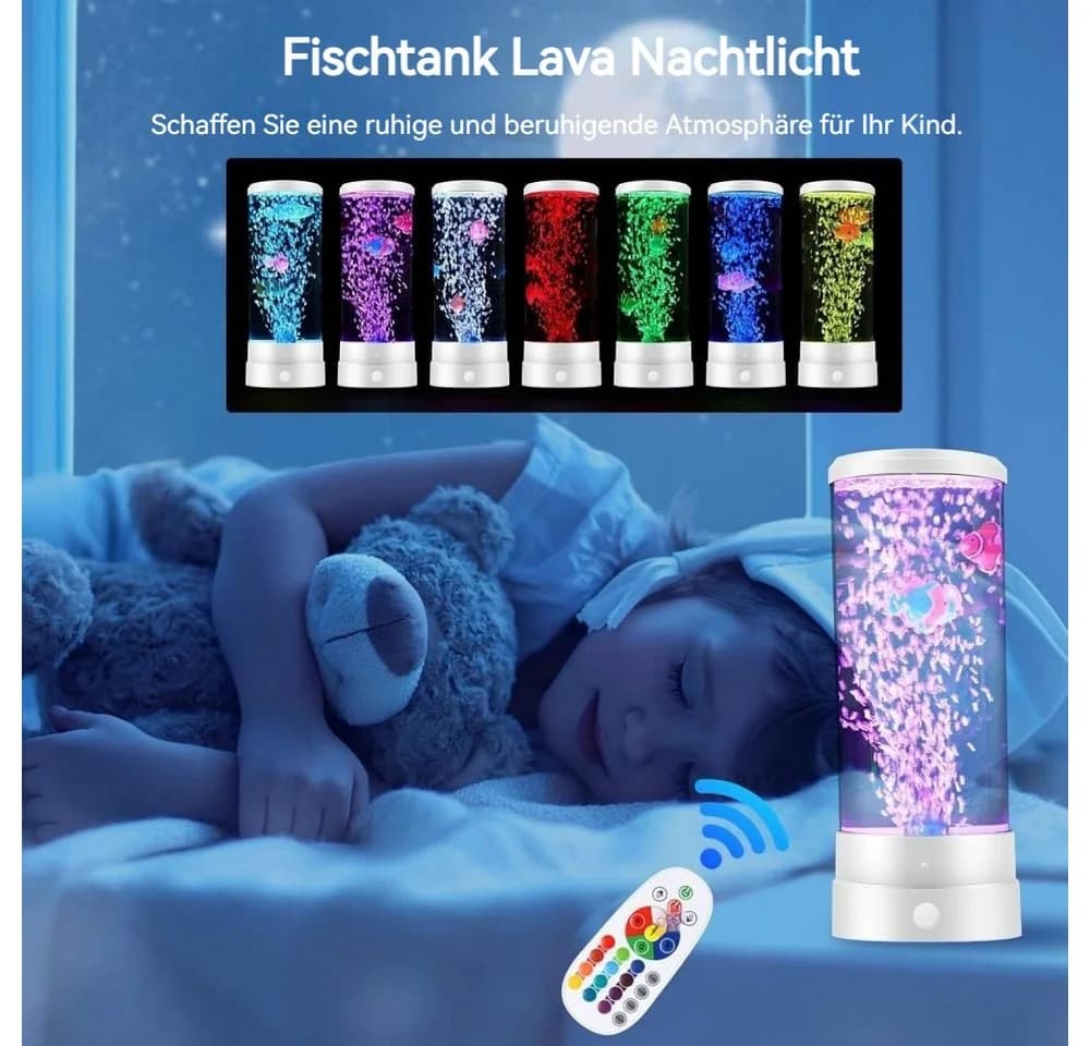 VIVIHEYDAY Lavalampe Aquarium Lampe mit Fernbedienung RGB-Licht - Bild 4