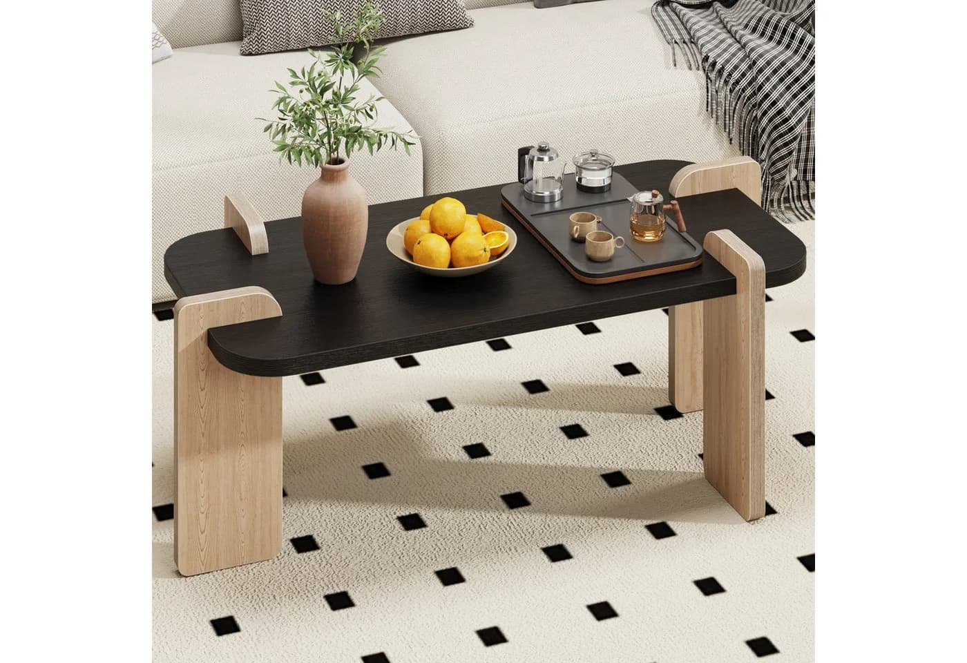 OYRREU Couchtisch Holz-Optik Schwarz Schlitz-Zapfen-Verbindung - Bild 2