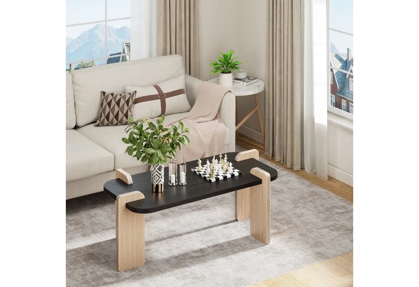 OYRREU Couchtisch Holz-Optik Schwarz Schlitz-Zapfen-Verbindung - Bild 5