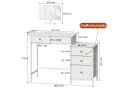 OYRREU Schminktisch mit 5 Stoffschubladen, 104 cm, LED-Beleuchtung, weiß Bild 1