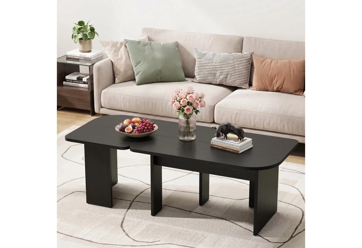 OYRREU Modulares Couchtisch-Set 2-tlg. Schwarz Holzoptik - Bild 2