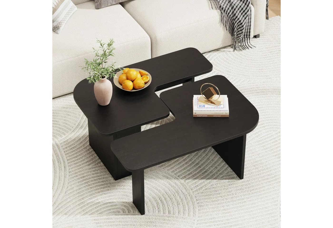 OYRREU Modulares Couchtisch-Set 2-tlg. Schwarz Holzoptik - Bild 5