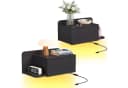 OYRREU Wand-Nachttisch 2er-Set mit LED & Schublade Schwarz Bild 3