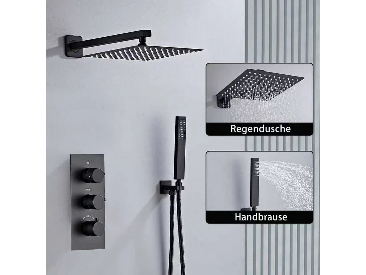 SaniteModar Thermostatisches Duschsystem Schwarz mit Kopfbrause - Bild 4