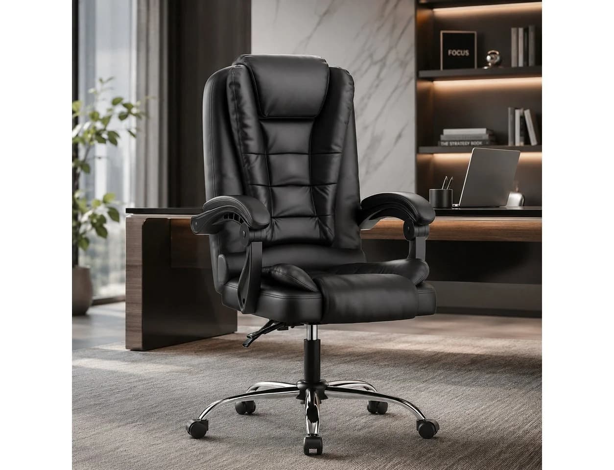 ZAISZE Chefsessel Bürostuhl Schwarz Ergonomisch mit Neigefunktion - Bild 2