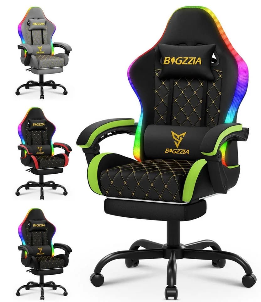 ZAISZE Gaming-Stuhl mit LED Lichtleiste Grün - Bild 2
