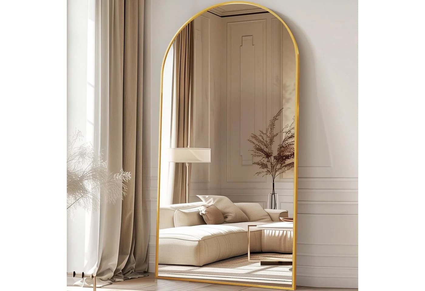 ANTOK Ganzkörperspiegel Bogenförmig Gold Schwarz HD-Glas - Bild 5