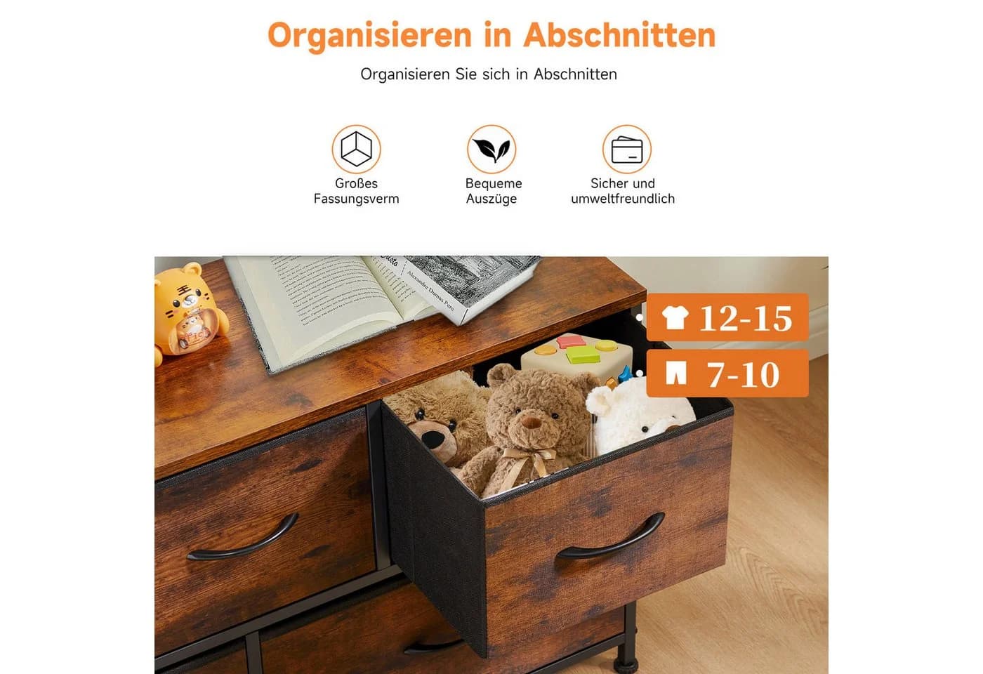 SURFOU Schubkastenkommode Kommode mit 5 Schubladen Sideboard Mehrzweckschrank Schubladenschrank