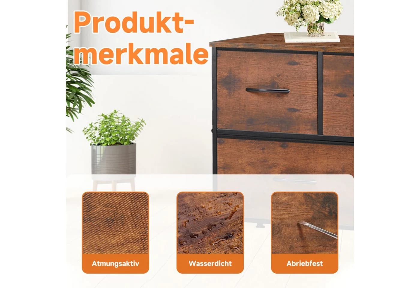 SURFOU Schubkastenkommode Kommode mit 5 Schubladen Sideboard Mehrzweckschrank Schubladenschrank - Bild 5