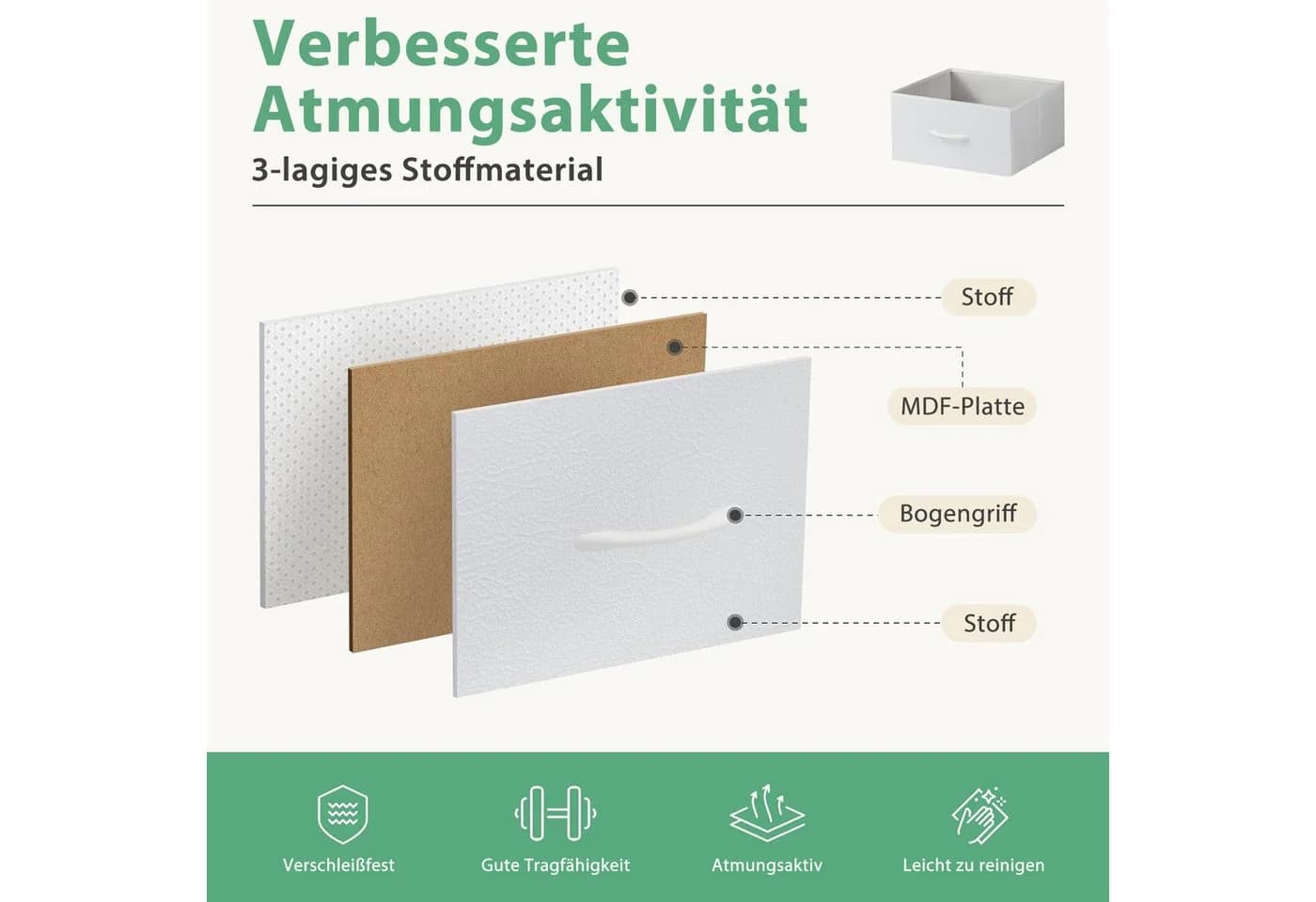 DUMOS Schubkastenkommode mit 5 Schubladen Weiß - Bild 5