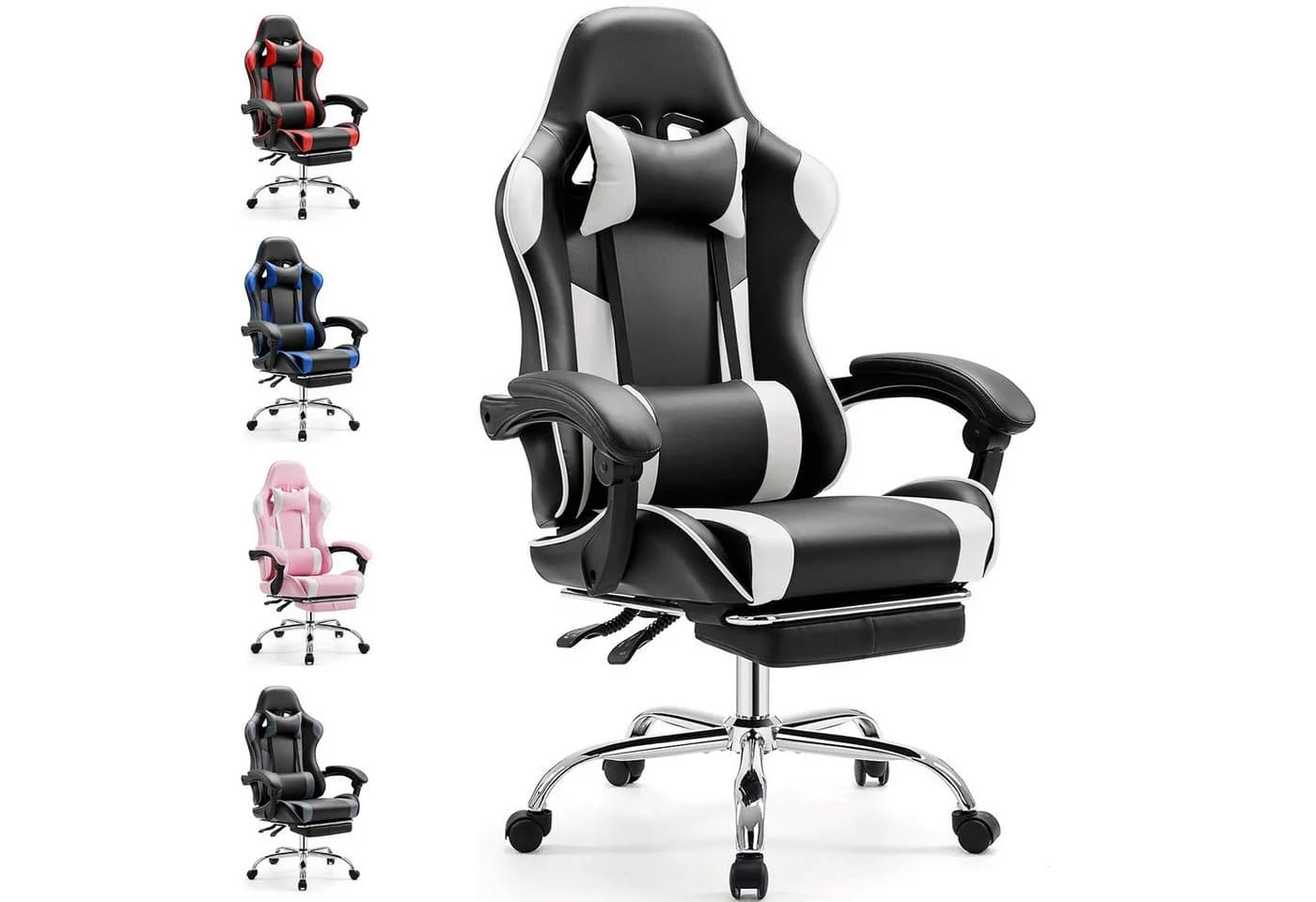 DUMOS Gaming-Stuhl Ergonomischer Bürostuhl mit Fußstütze und Kunstleder - Bild 2