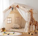 besrey 2-in-1 Kinderzelt mit Matte & Lichtern Beige Bild 2