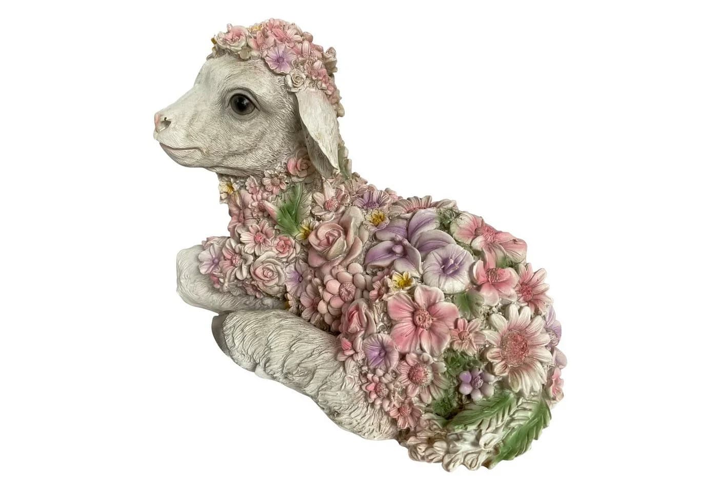 Online-Fuchs Gartenfigur Liegendes Schaf mit Blumen - Bild 3