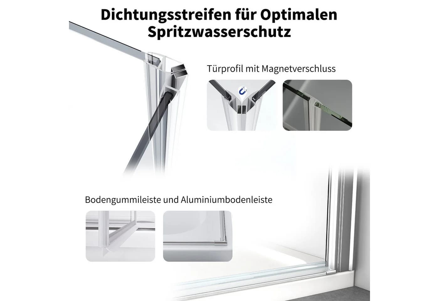 AmuseVera Eckdusche 70x70 cm Faltbar Duschabtrennung Chrome - Bild 5