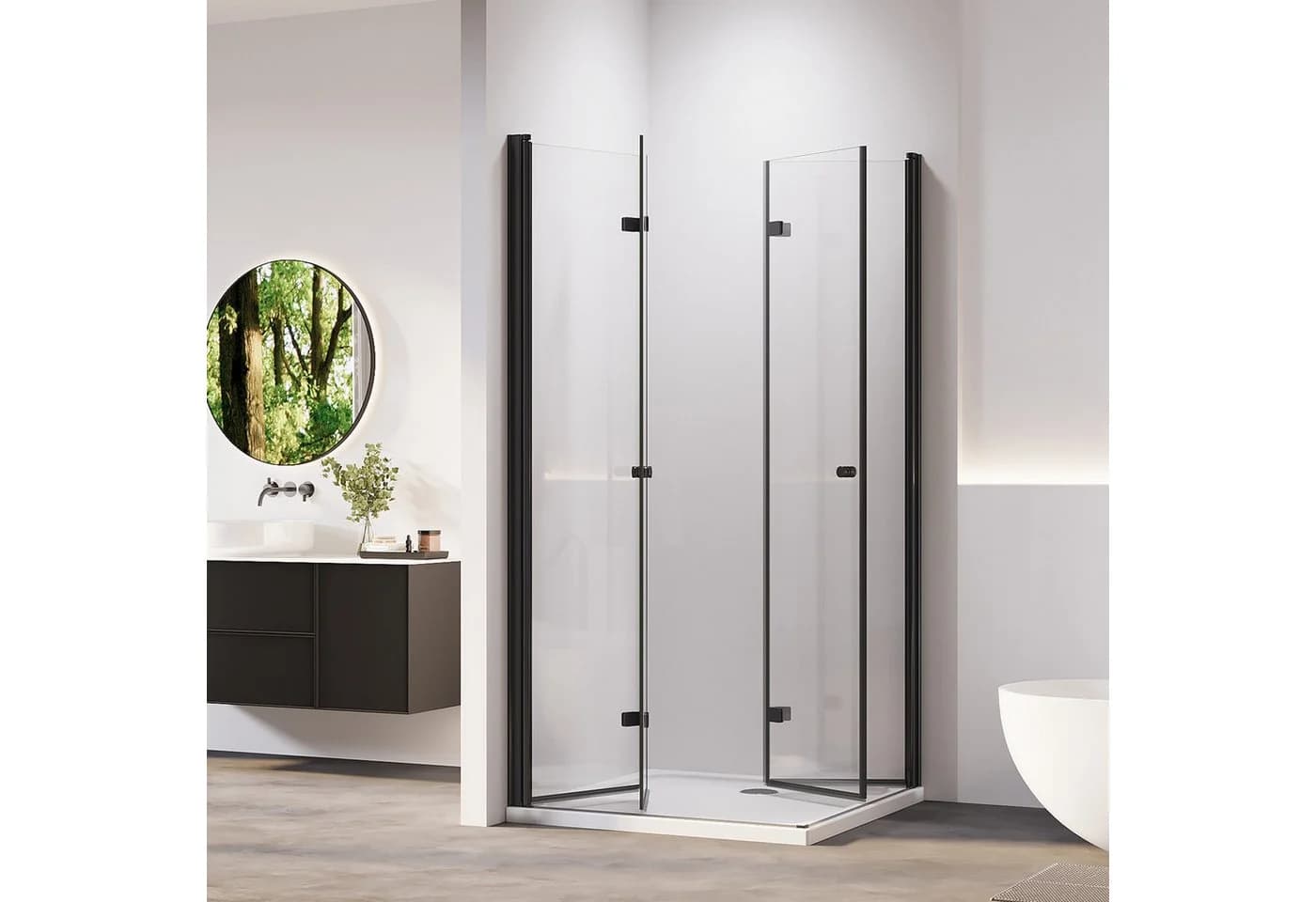 AmuseVera Eckdusche 70x70 cm Faltbar Schwarz