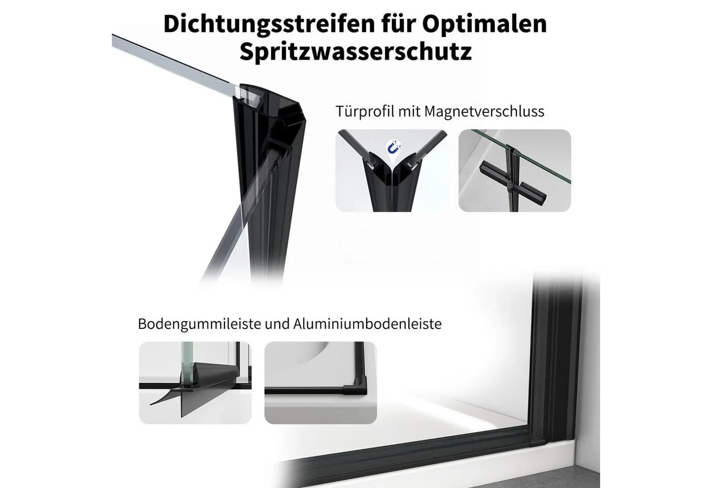AmuseVera Eckdusche 70x70 cm Faltbar Schwarz - Bild 5