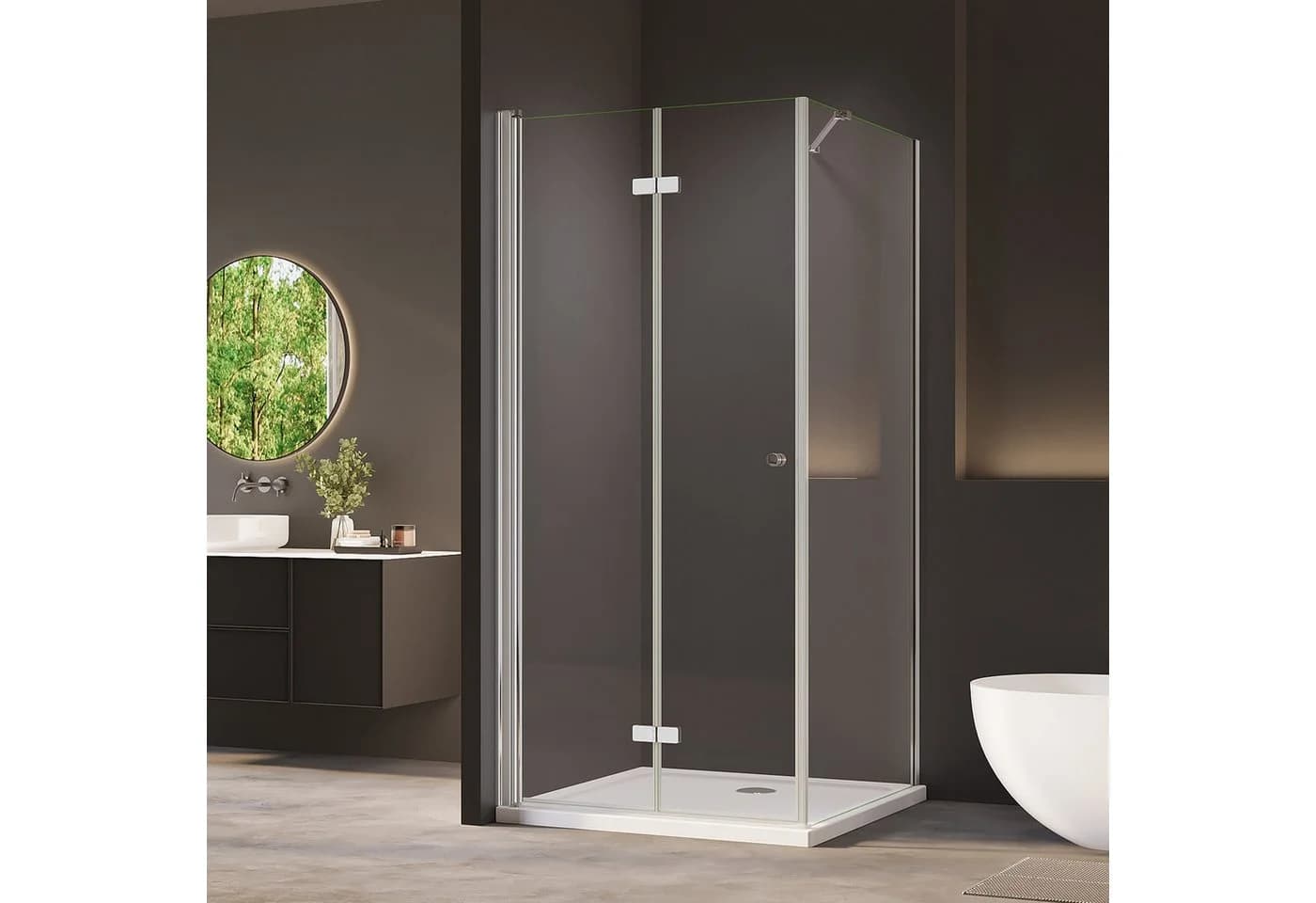 AmuseVera Eckdusche Faltbar 70x70cm ESG Glas Aluminium Silber - Bild 2