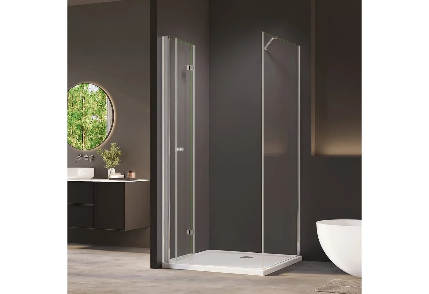 AmuseVera Eckdusche Faltbar 70x70cm ESG Glas Aluminium Silber - Bild 3