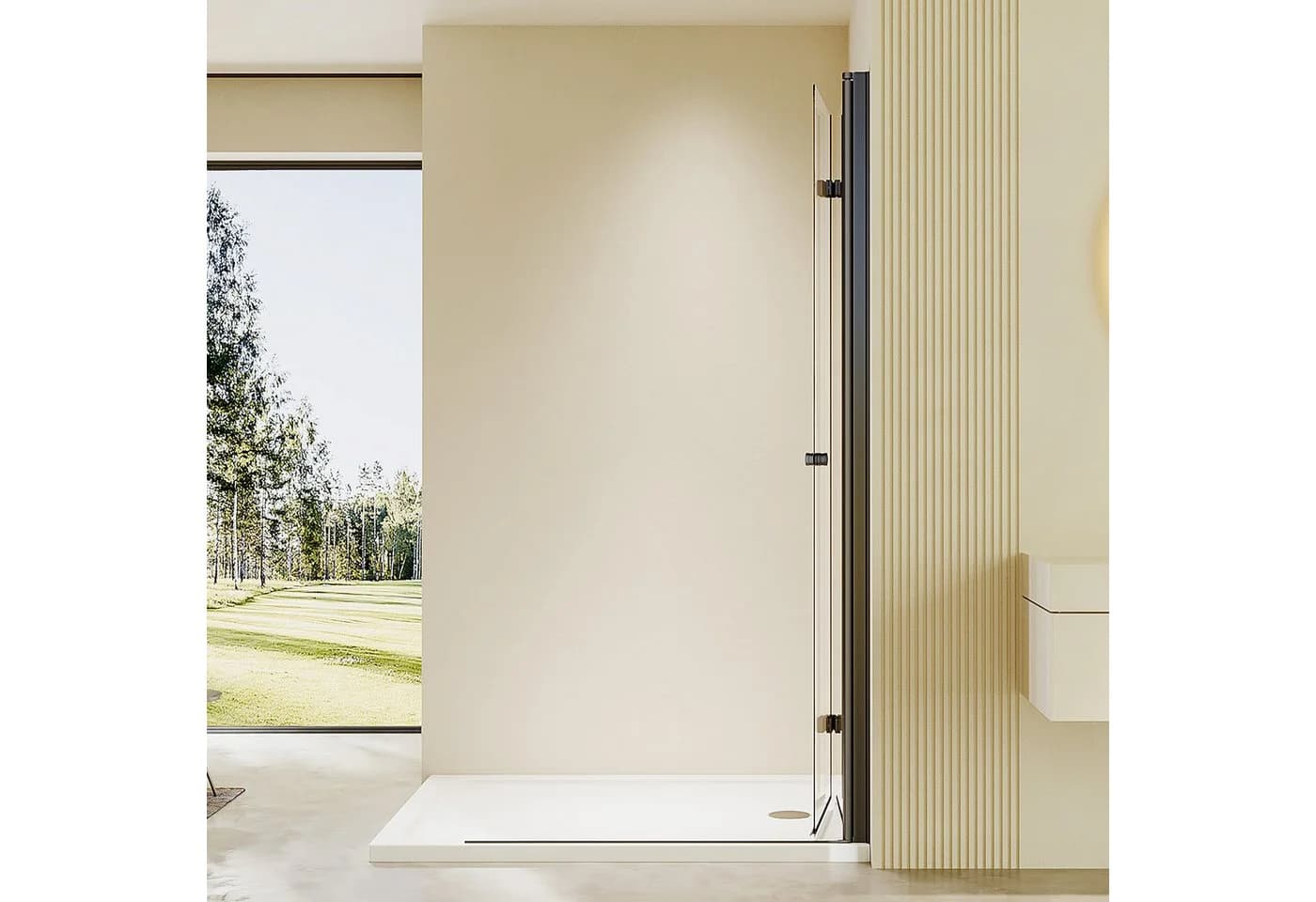 AmuseVera Walk-in-Dusche Duschwand Duschabtrennung Glaswand Faltwand Glas, Sicherheitsglas
