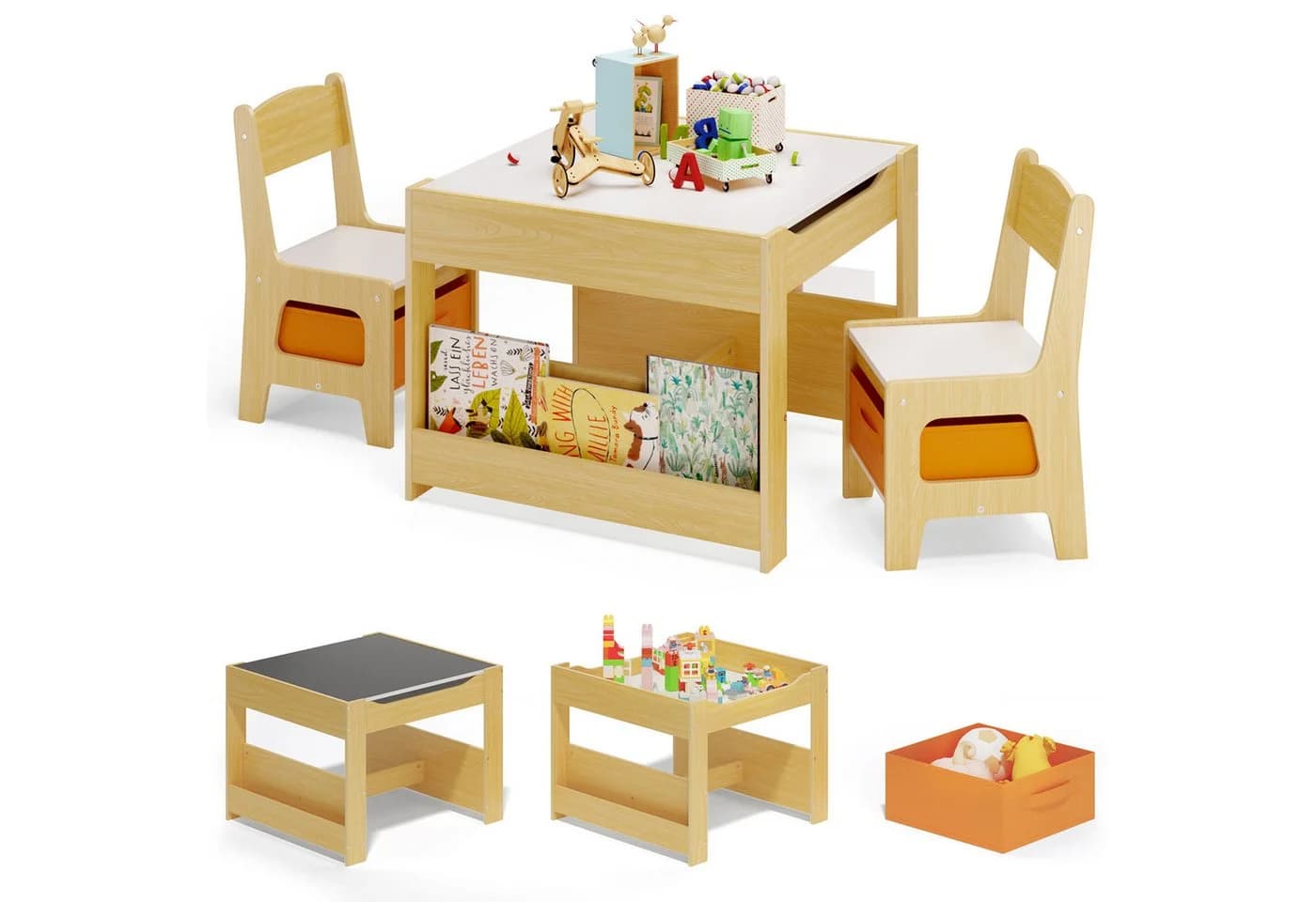 Bealife Kindersitzgruppe mit 2 Stühlen Weiß/Grau umklappbar - Bild 2