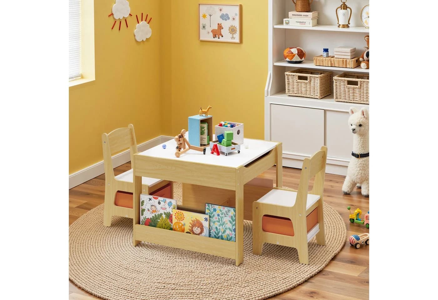 Bealife Kindersitzgruppe mit 2 Stühlen Weiß/Grau umklappbar - Bild 5
