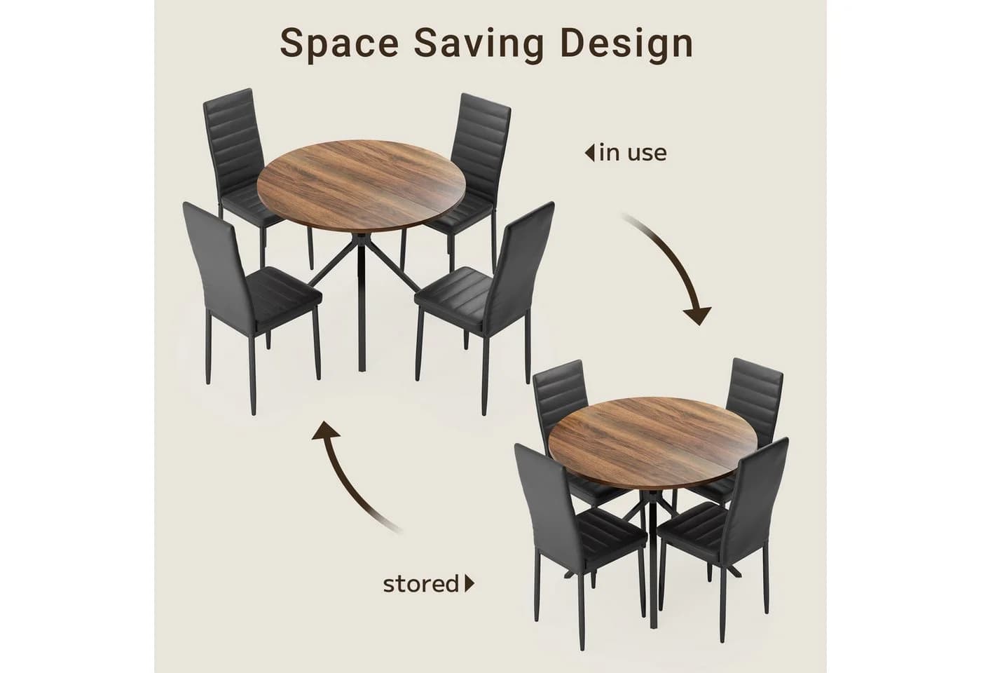 Bealife Essgruppe 5-tlg Esstisch und 4 Stühle Runder Tisch - Bild 4