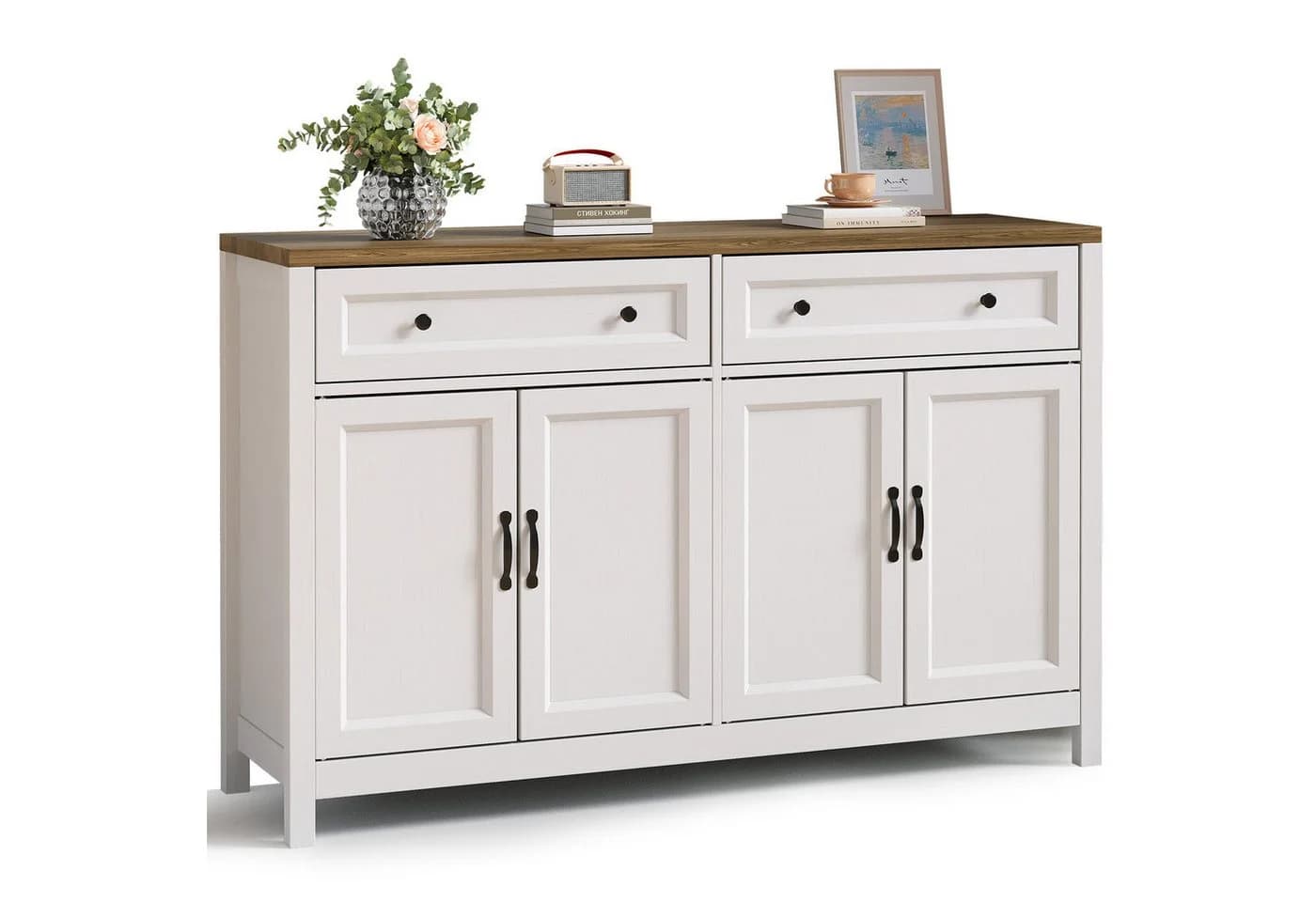 Bealife Sideboard Küchenschrank mit Arbeitsplatte, Weiß, 4 Türen, 2 Schubladen - Bild 5