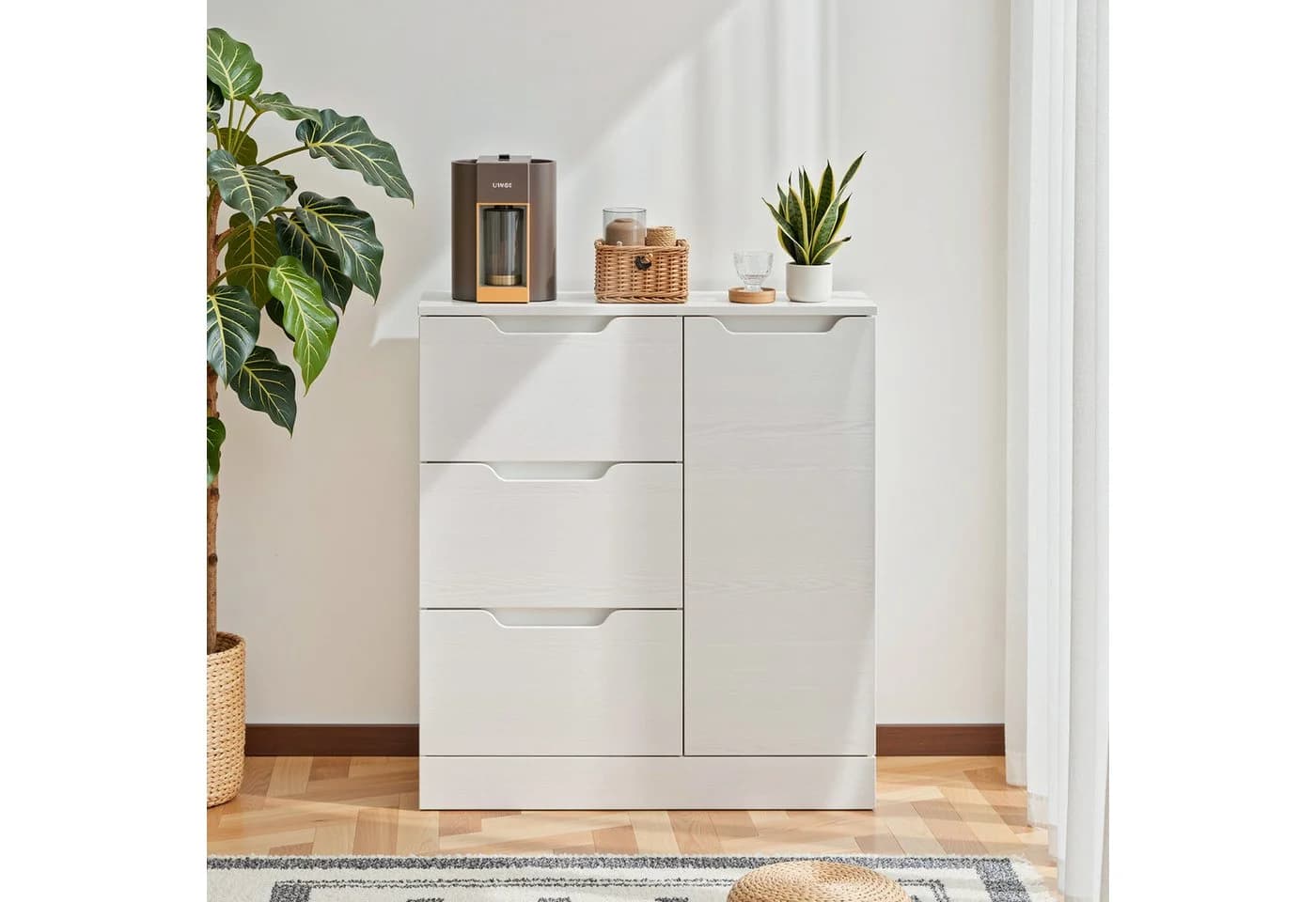 Bealife Kommode Weiß mit 3 Schubladen und Schrank - Bild 2