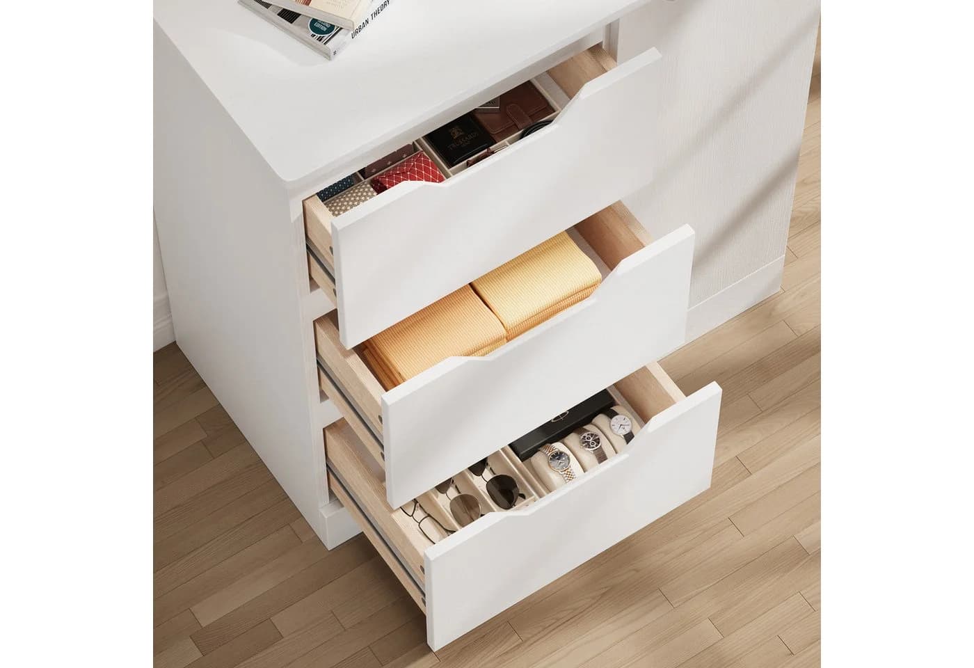 Bealife Kommode Weiß mit 3 Schubladen und Schrank - Bild 3
