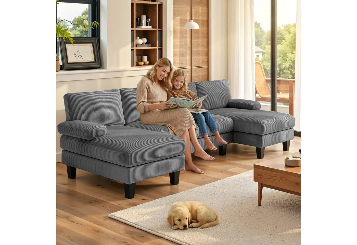 Bealife Ecksofa U-Form 270 cm mit Chaise-Lounges