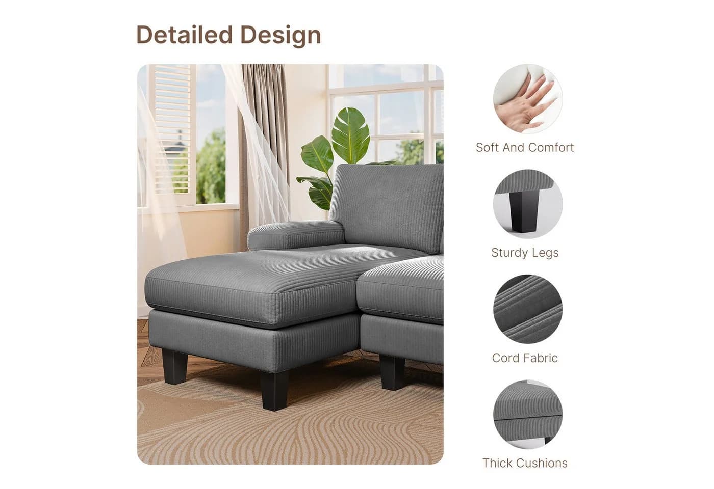 Bealife Ecksofa U-Form 270 cm mit Chaise-Lounges - Bild 4