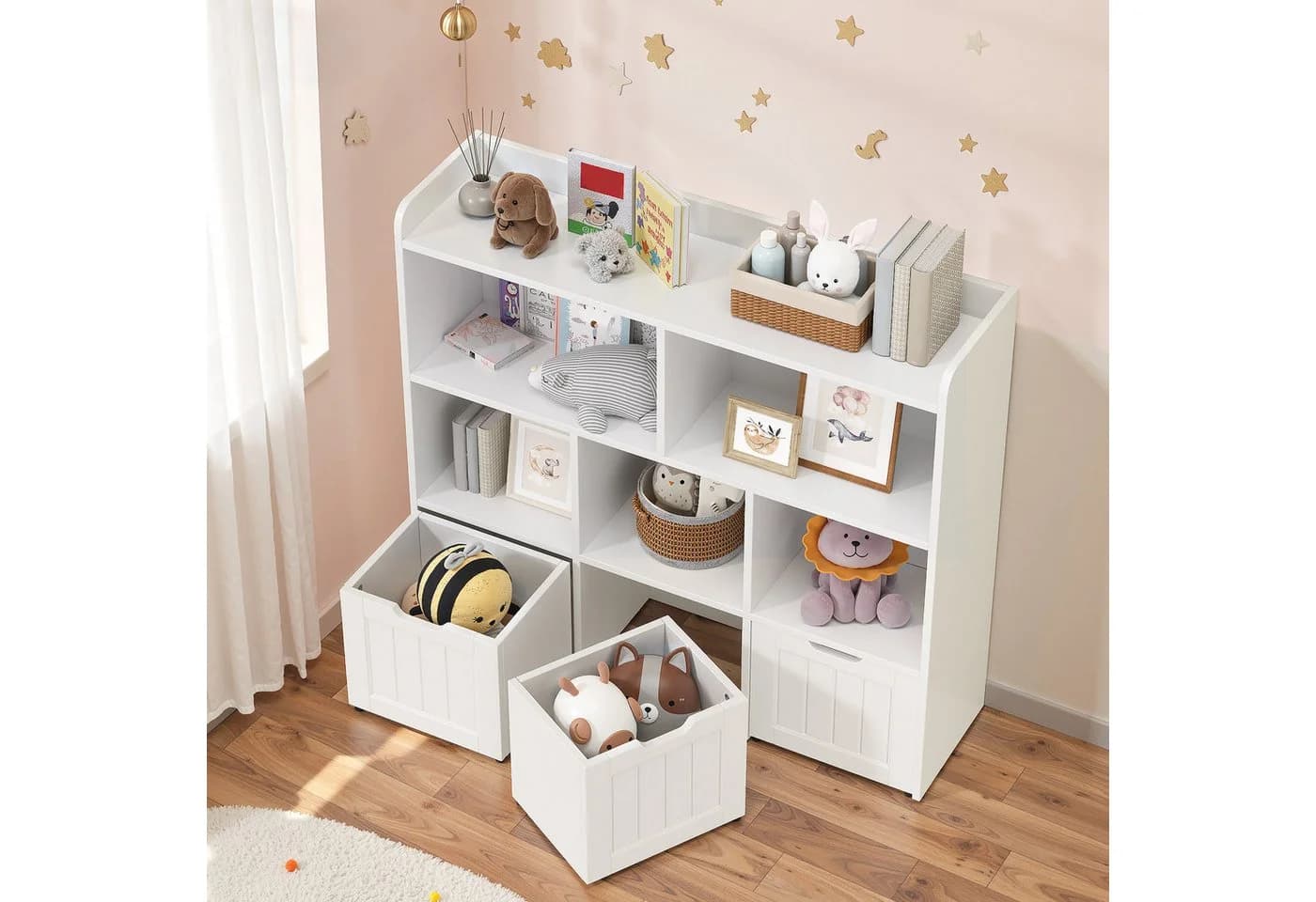 Bealife Kinderregal, Spielzeugschrank mit 3 Schubladen, mit Rollen - Bild 4