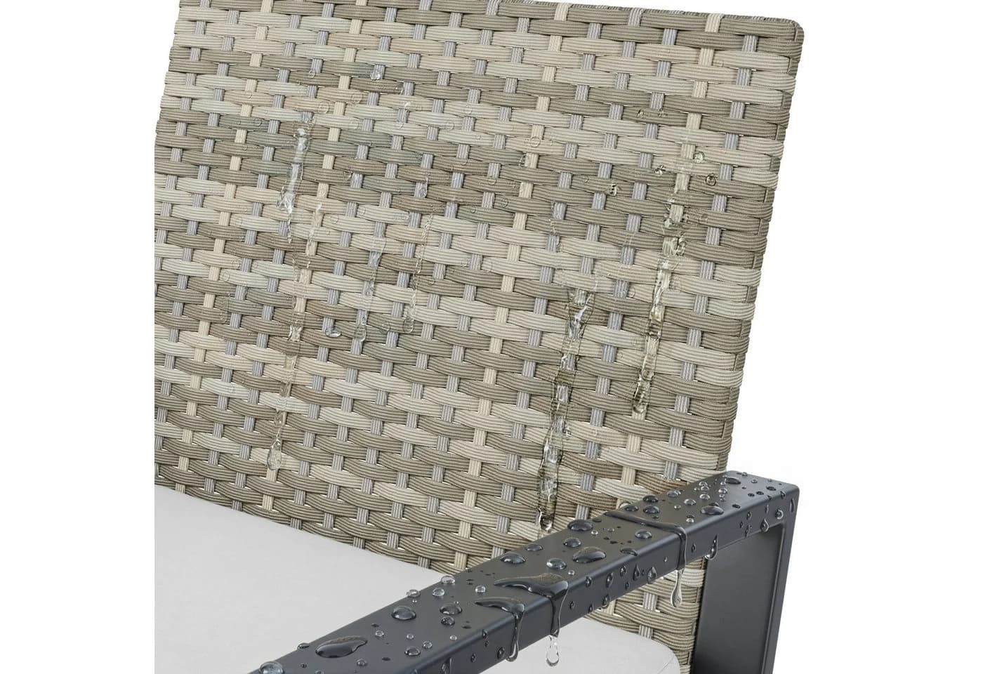 Bealife Balkonset 4-tlg. Rattan mit Schaukel-Funktion Beige/Schwarz - Bild 4